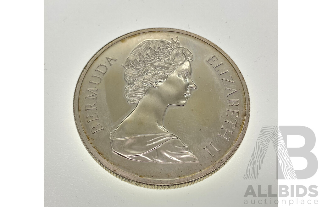 Bermuda 1972 Silver One Dollar Coin, Silver Wedding .925