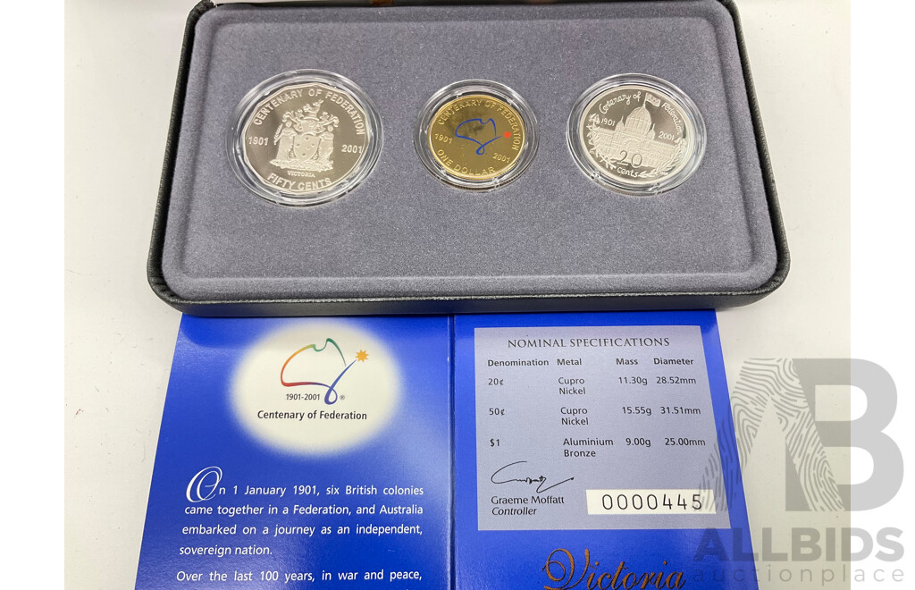 Australian RAM 2001 Three Proof Coin Set, Centenary of Federation, Victoria