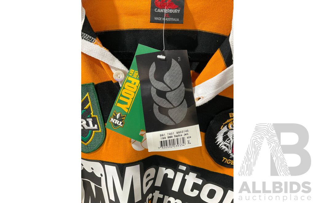 Vintage 1999 Balmain Tigers Replica Merch Jersey with Tag Still Attached Signed by the 1999 Team