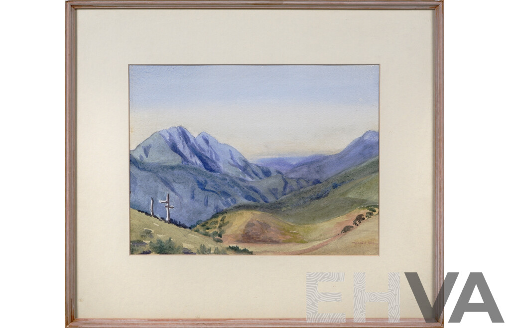 Mollie Hill (Early 20th Century, British/Australian), The Start of the Mount Lock Track - Hotham Heights, Watercolour