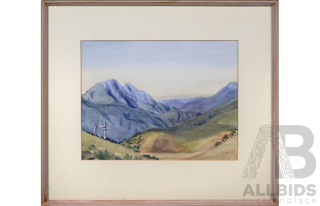Mollie Hill (Early 20th Century, British/Australian), The Start of the Mount Lock Track - Hotham Heights, Watercolour