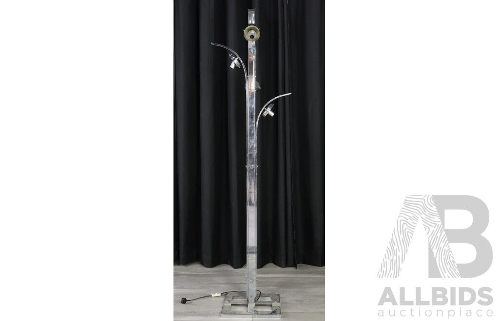 Art Deco Style Chrome Floor Lamp with Four Arms