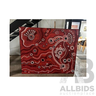 LIVE AUCTION 4 - Indigenous Artwork by Sandra Ken Size 150cm  X 182 Cm - Valued at $16,000