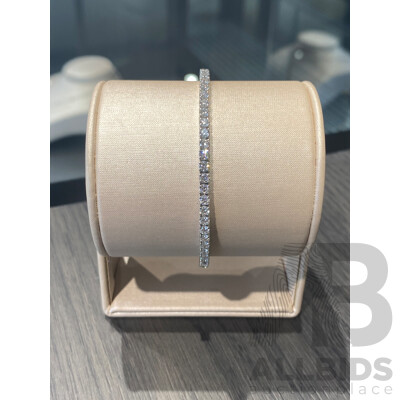 LIVE AUCTION 6 - 9kt White Gold Lab-Grown Diamond Tennis Bracelet - Valued at $8,500