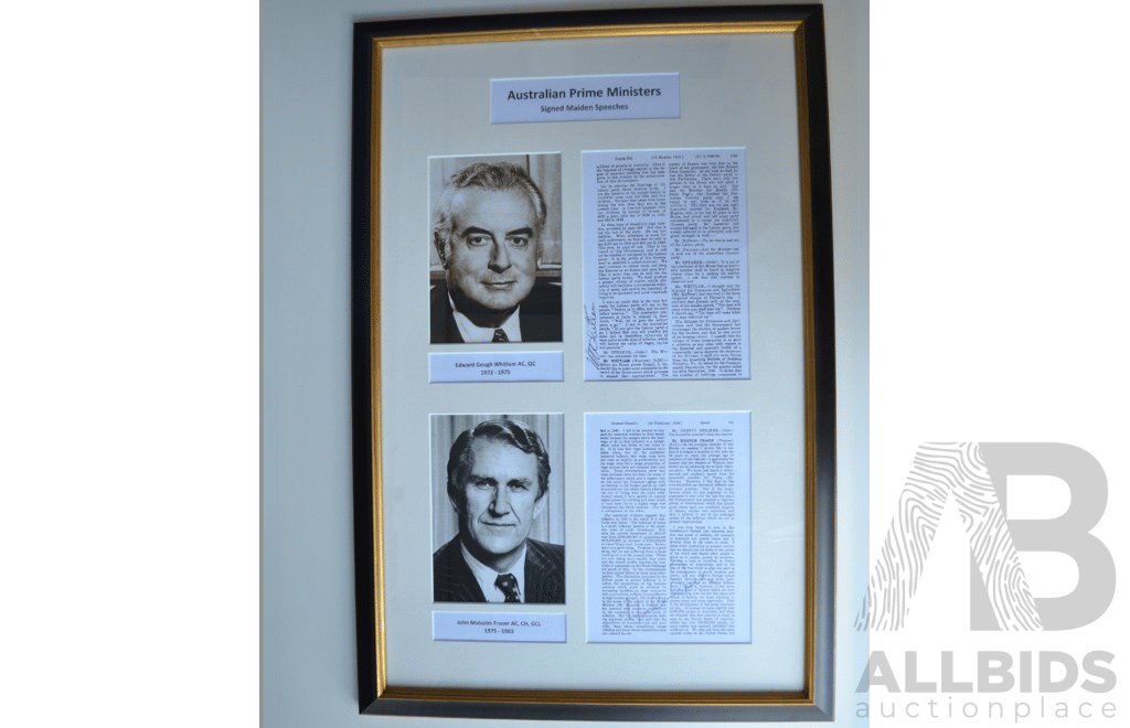 L77 - Australian Prime Ministers Signed Maiden Speeches of Edward Gough Whitlam and John Malcolm Fraser
