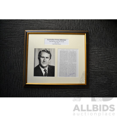 L96 - Signed Maiden Speeches of John Malcolm Fraser, Australian Prime Minister 1975 - 1983