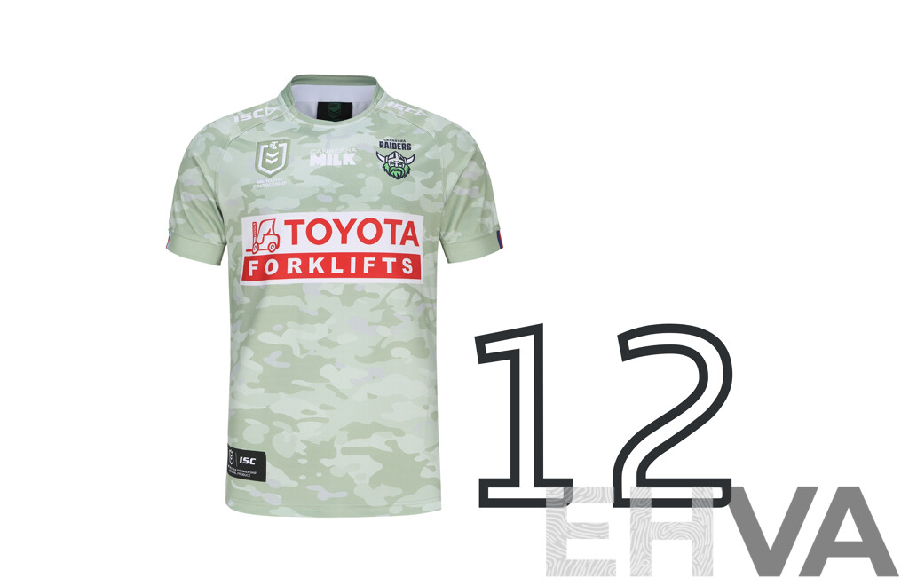 12. Simi Sasagi - Player Cut and Signed Canberra Raiders 2024 ANZAC Jersey - Proceeds Towards Australian Kookaburra Kids Foundation