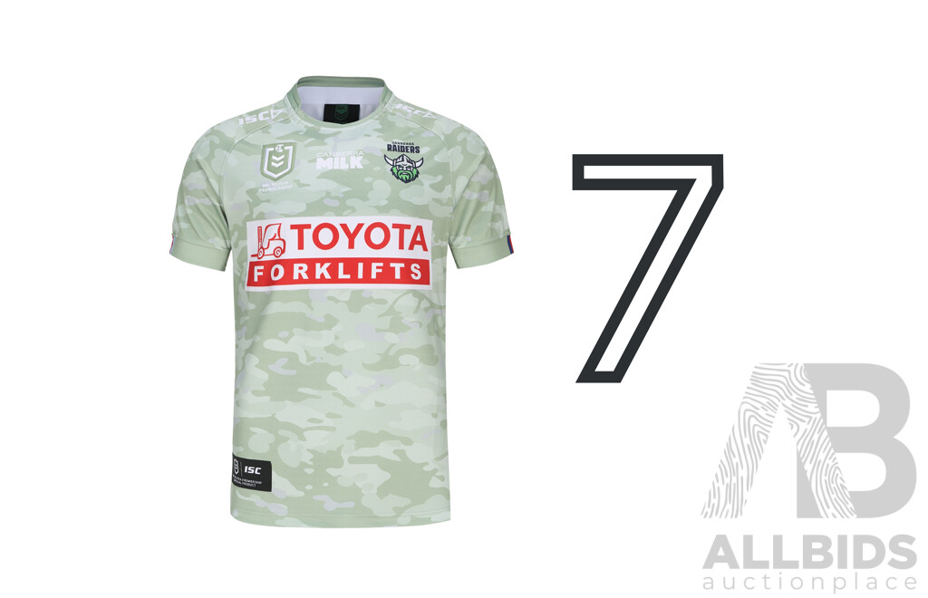 7. Kaeo Weekes - Player Cut and Signed Canberra Raiders 2024 ANZAC Jersey - Proceeds Towards Australian Kookaburra Kids Foundation