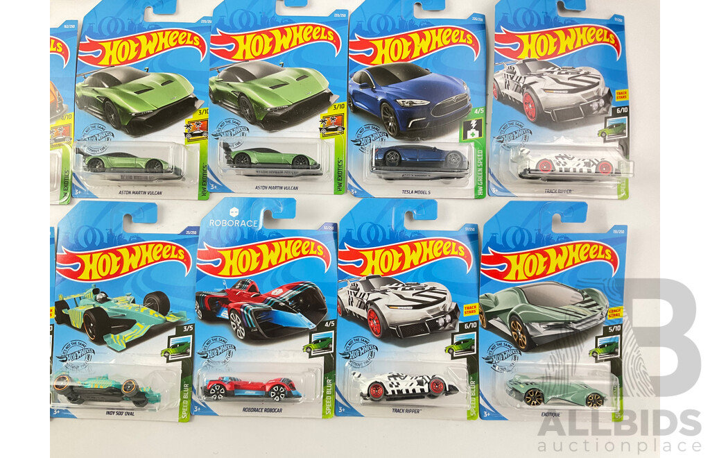 Boxed Hot Wheels Including HW Greenspeed, Speed Blur and HW Exotics