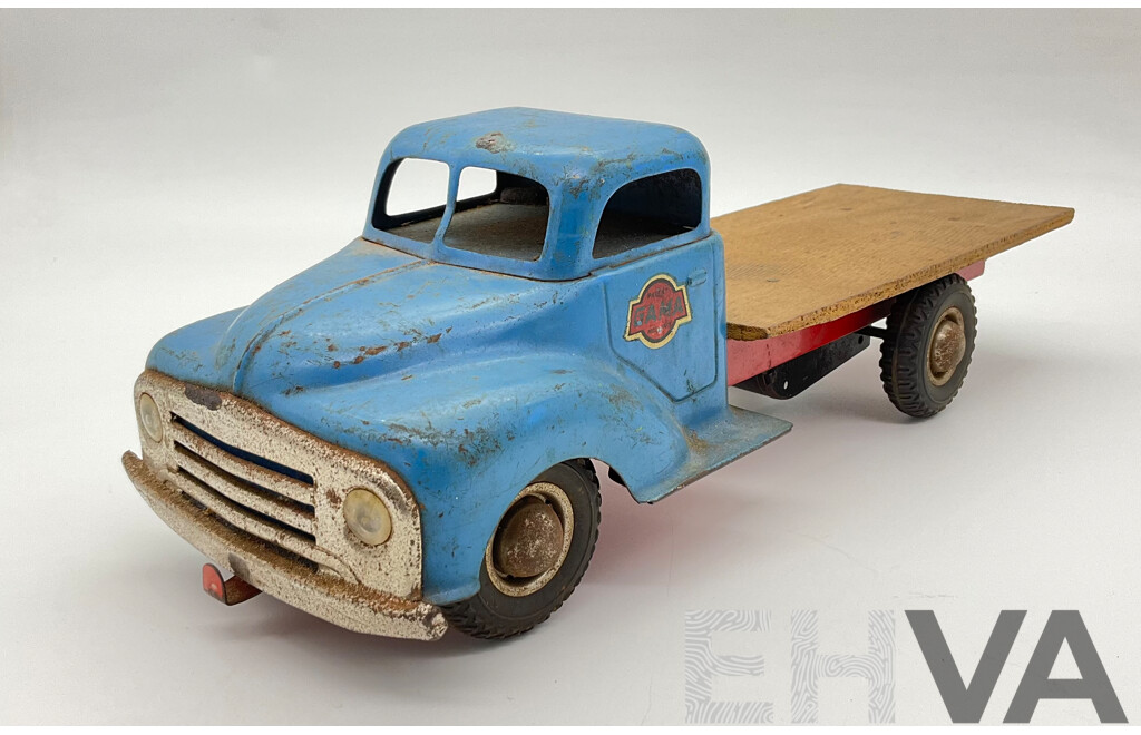 Vintage Gama Pressed Steel Toy Truck with Steering and Friction Motor, Made in West Germany