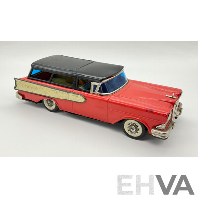 Vintage Haji Pressed Steel Toy 1958 Ford Edsel Station Wagon, Made in Japan