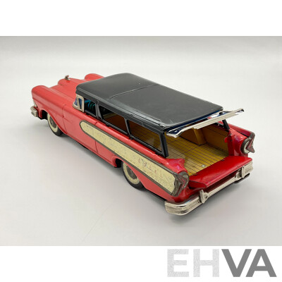 Vintage Haji Pressed Steel Toy 1958 Ford Edsel Station Wagon, Made in Japan