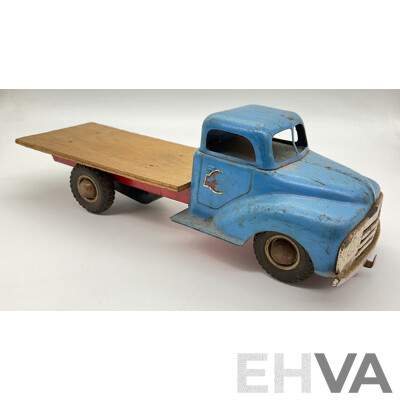 Vintage Gama Pressed Steel Toy Truck with Steering and Friction Motor, Made in West Germany