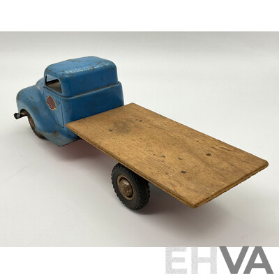 Vintage Gama Pressed Steel Toy Truck with Steering and Friction Motor, Made in West Germany