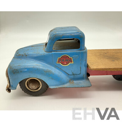 Vintage Gama Pressed Steel Toy Truck with Steering and Friction Motor, Made in West Germany