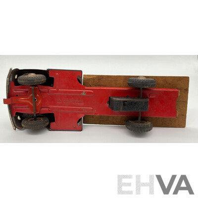 Vintage Gama Pressed Steel Toy Truck with Steering and Friction Motor, Made in West Germany