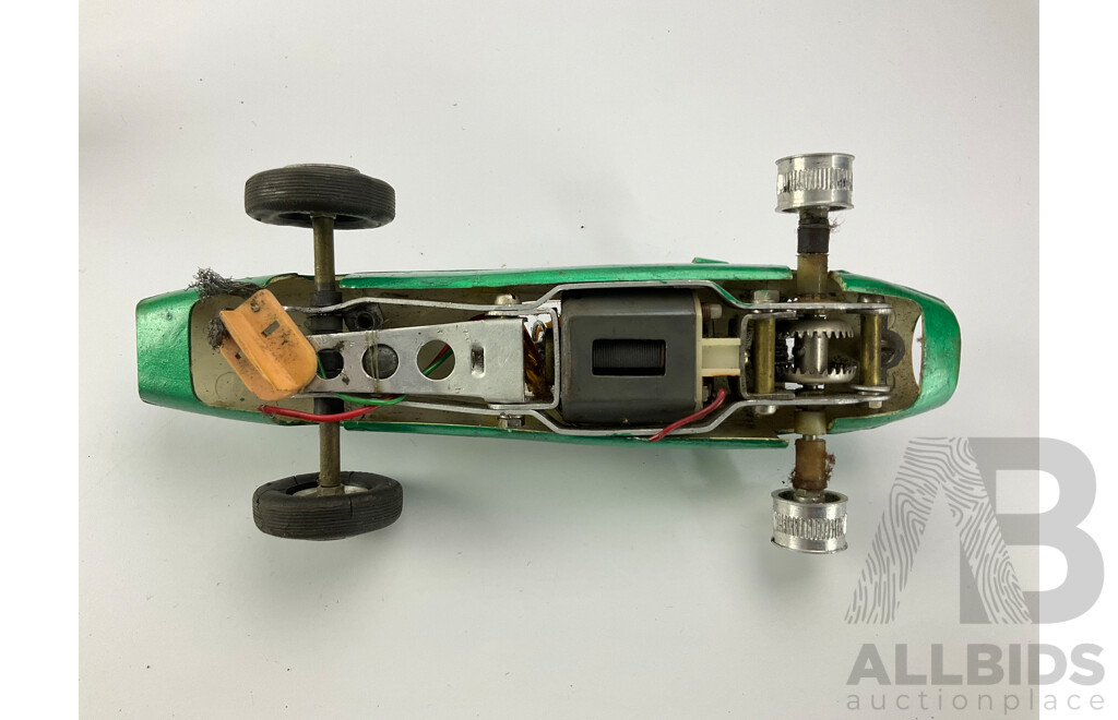Rare Tamiya Prince GTR-380 1/24 Scale Slot Car with 1960's Formular One and Spare Chassis, Includes Vintage Hand Controllers, Spare Crown Gears, Wheels Etc