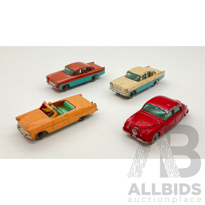 Collection of Four Vintage Lesney Matchbox Vehicles Including Jaguar 3.4 Liter, 1958 Vauxhall Cresta(2) and Ford Zodiac Convertible
