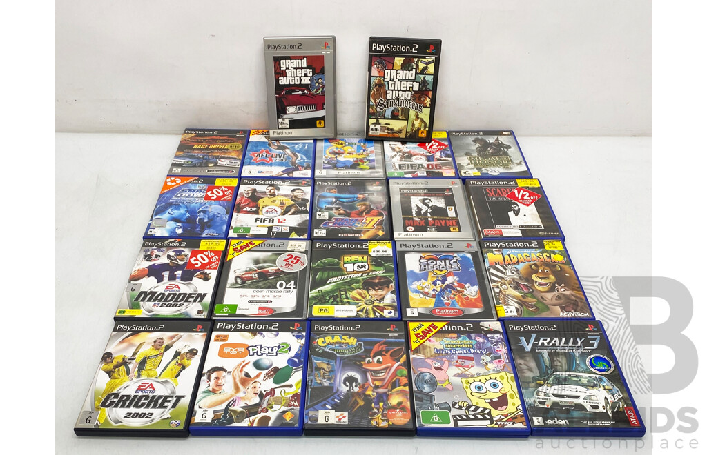 Sony (SCPH-75002) Black PlayStation 2 Slim Console - Lot of Two W/ Controllers/Power Adapters/Memories/Games