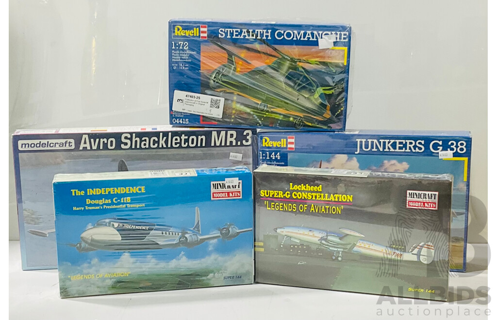 Collection of Five Scale Model Aircraft in Original Packaging