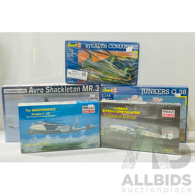 Collection of Five Scale Model Aircraft in Original Packaging