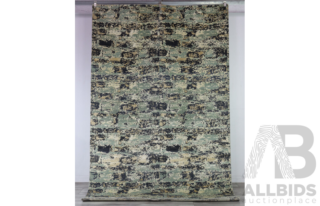 Hand Knotted Persian Contemporary Wool Carpet with Modern Design