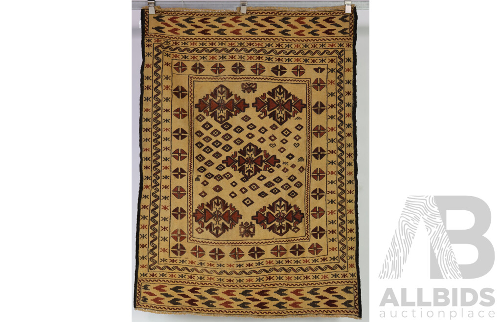 Hand Woven Persian Wool Kilim with Mixed Medium Soumak Weave