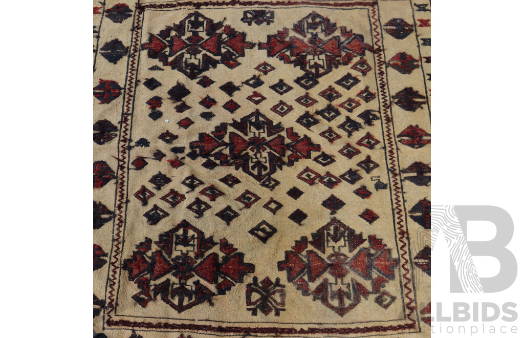 Hand Woven Persian Wool Kilim with Mixed Medium Soumak Weave