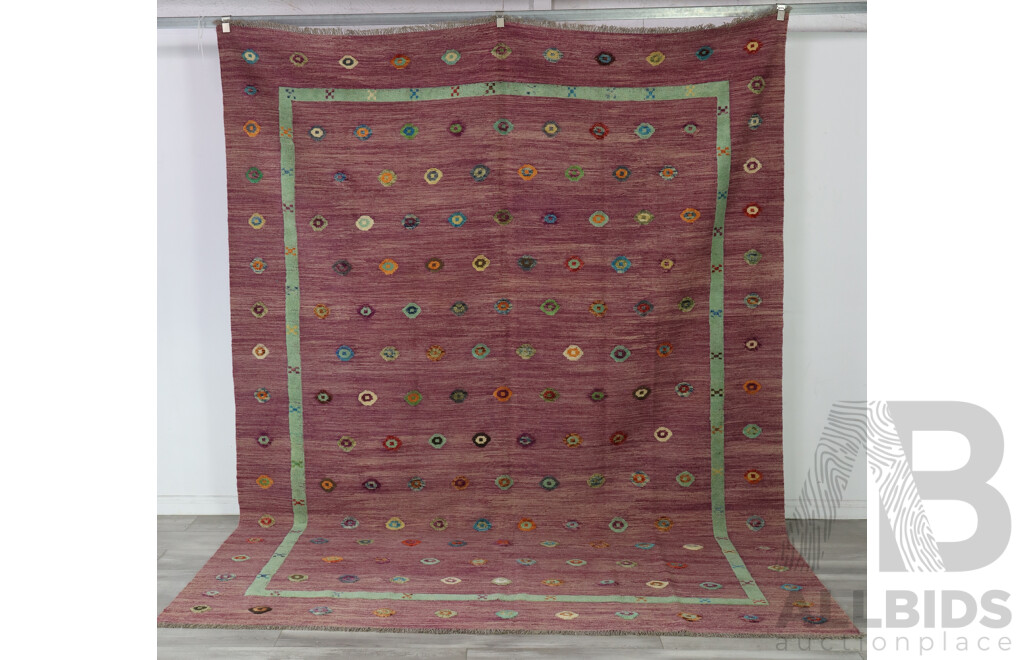 Large Hand Woven Afghan Thick Wool Kilim