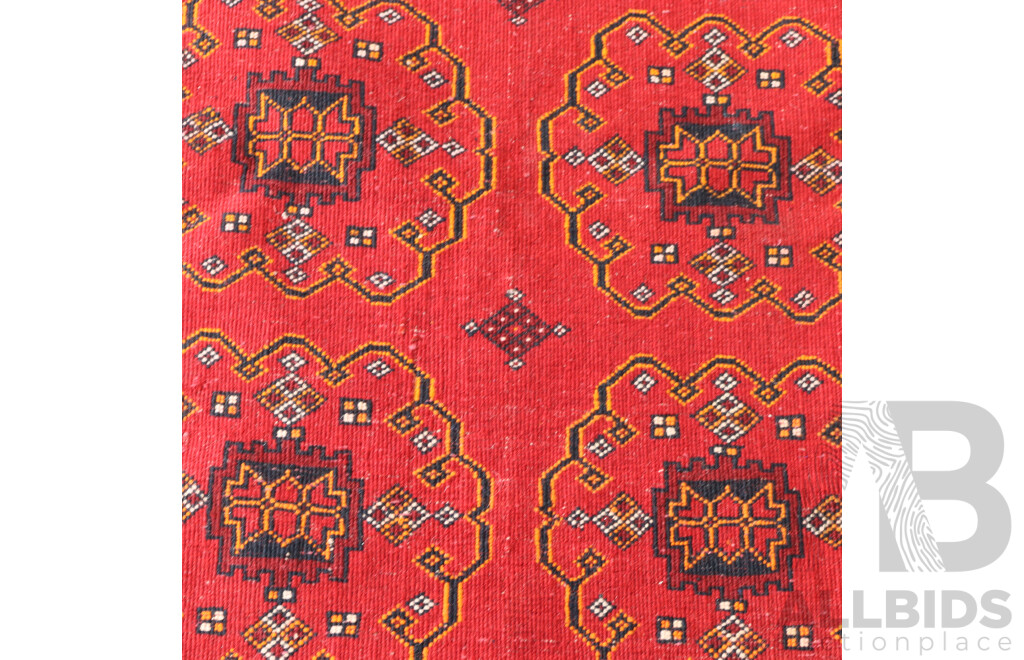 Hand Knotted Afghan Wool Rug with Deep Madder Red Colouration