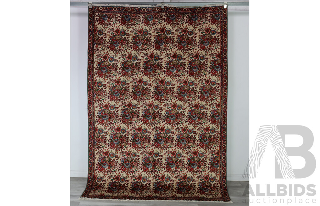 Large Hand Knotted Persian Wool Carpet with Floral Design