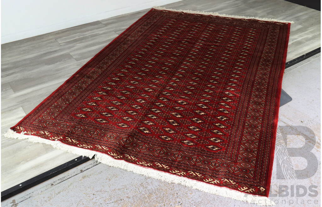 Very Large Vintage Hand Knotted Afghan Wool Carpet Gul Design