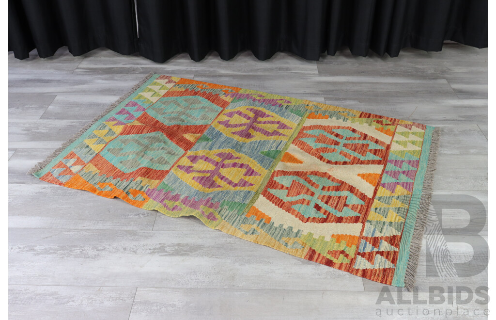 Hand Woven Persian Wool Kilim in Bright Colours