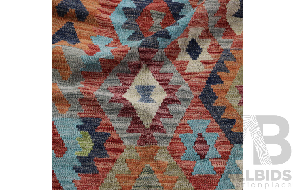 Hand Woven Persian Wool Slit Weave Kilim with Bright Colours