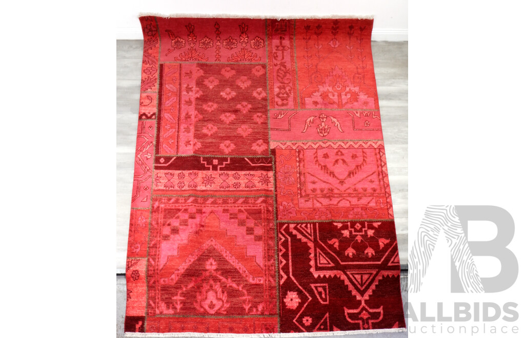 Large Hand Knotted Afghan Patchwork Overdyed Wool Main Carpet