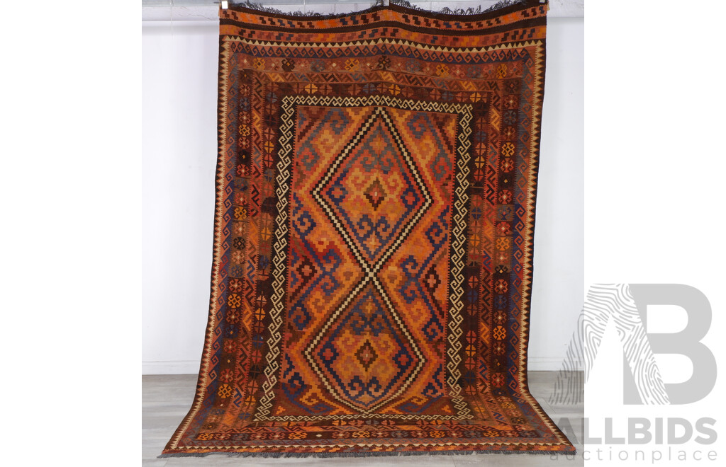 Large Hand Woven Persian Slit Weave Maimana Kilim