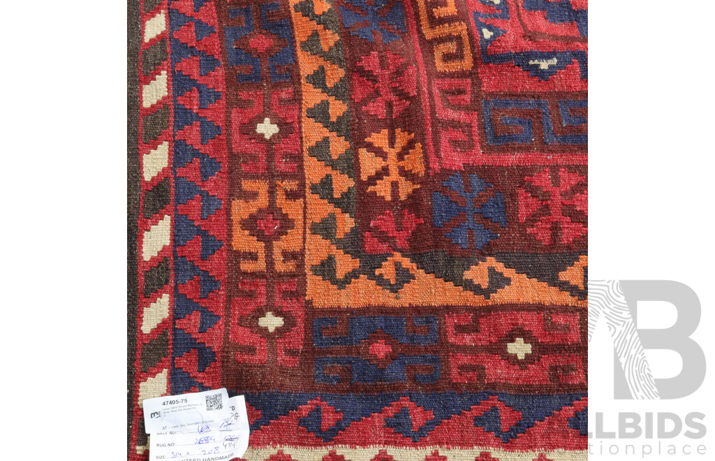 Large Hand Woven Maimana Afghan Wool Slit Weave Kilim