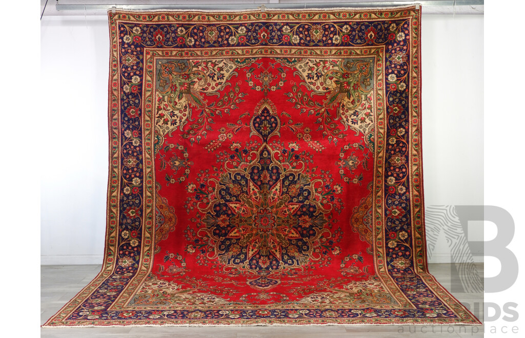 Very Large Hand Knotted Wool Persian Tabriz Main Carpet