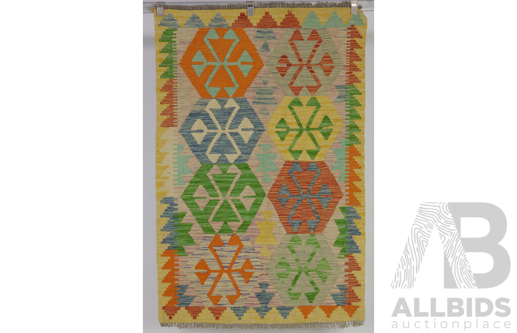 Pair Hand Woven Persian Wool Slit Weave Kilims with Bright Colours