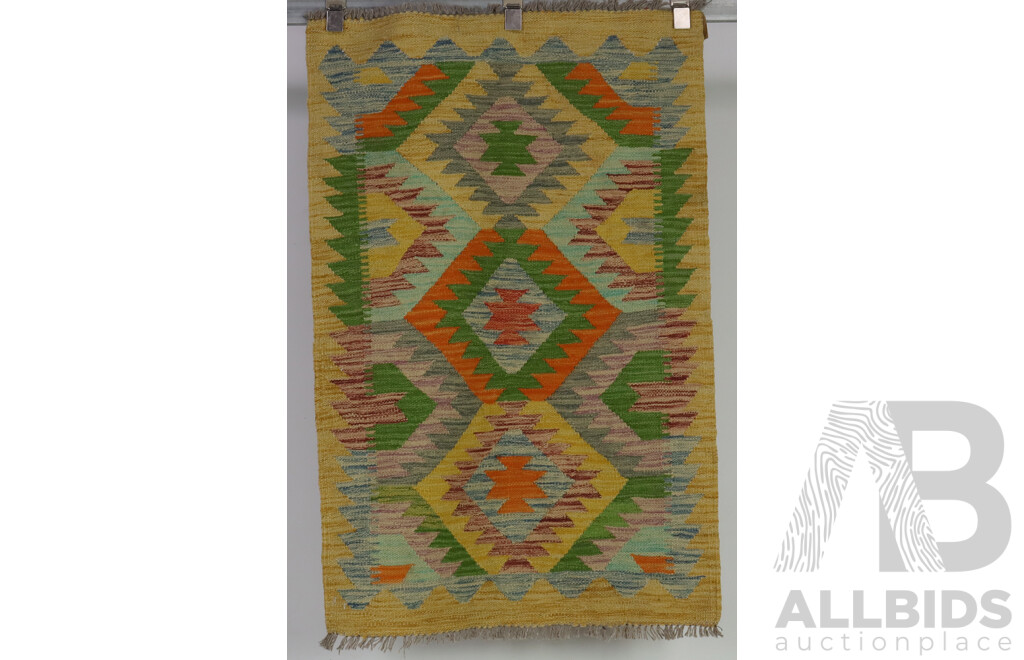 Pair Hand Woven Persian Wool Slit Weave Kilims with Bright Colours