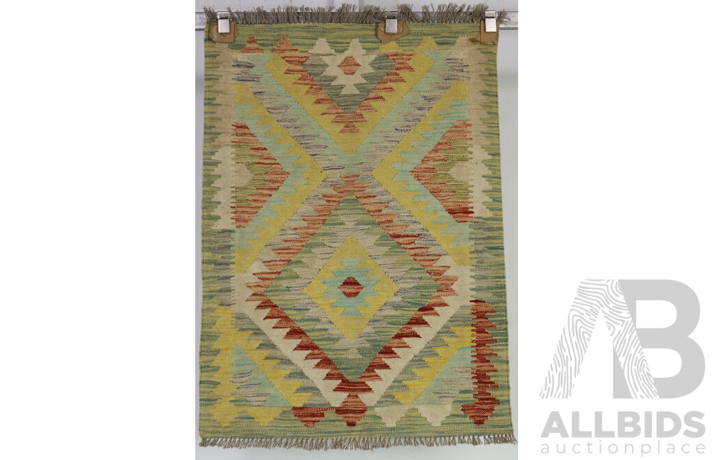 Pair Hand Woven Persian Wool Slit Weave Kilims with Bright Colours