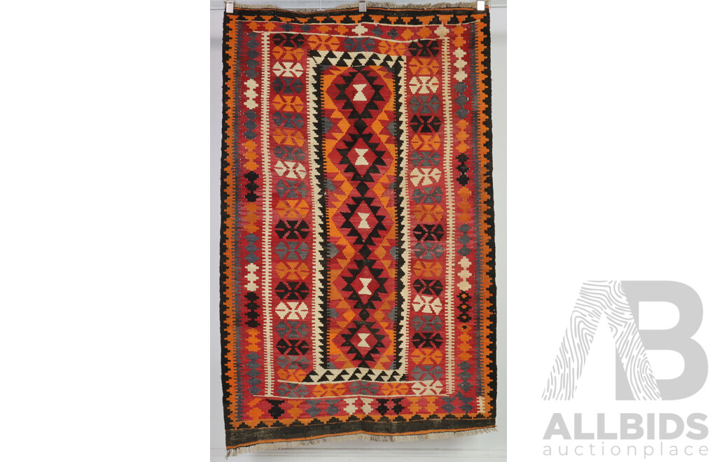 Hand Woven Persian Maimana Wool Slit Weave Kilim