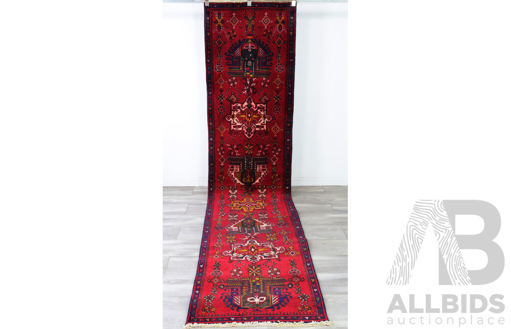 Vintage Hand Knotted Persian Wool Runner