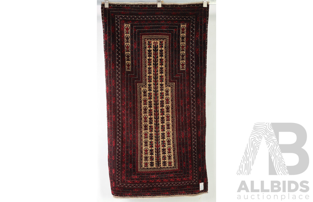 Hand Knotted Afghan Baluchi Soft Wool Prayer Rug