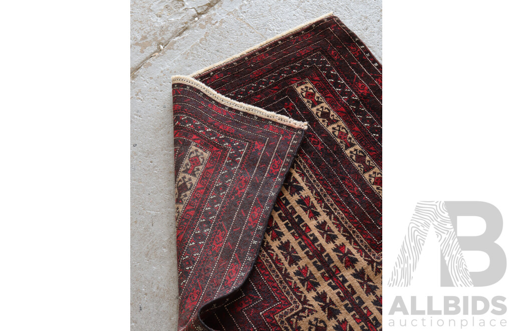 Hand Knotted Afghan Baluchi Soft Wool Prayer Rug