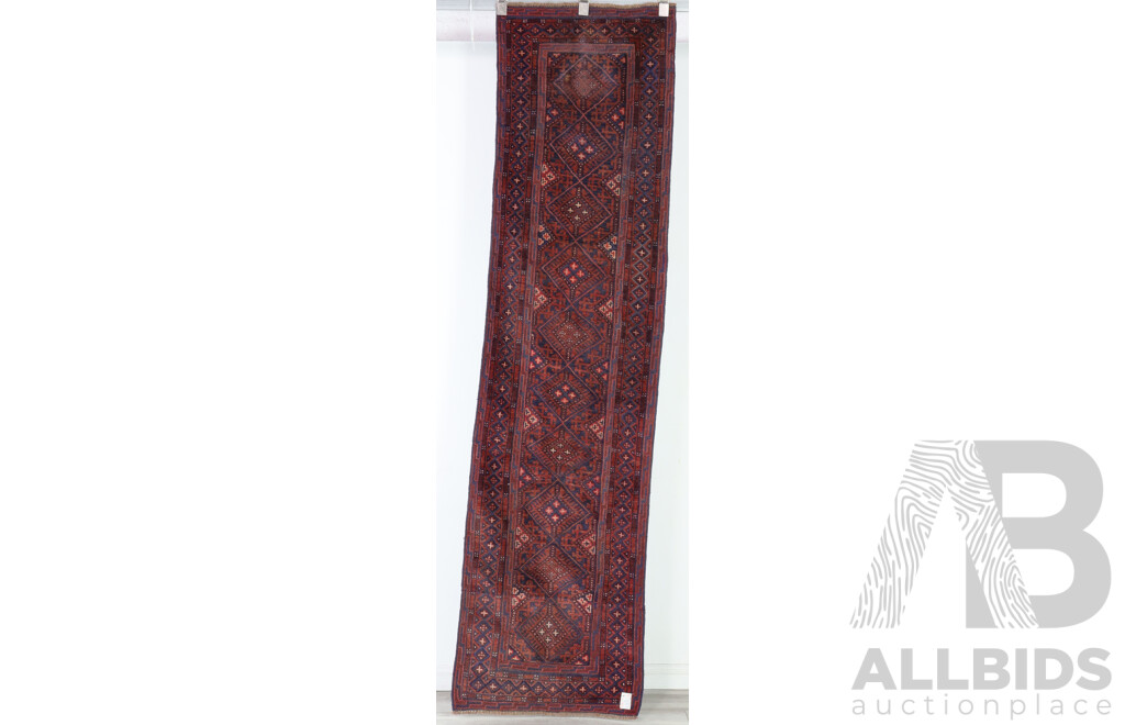 Hand Knotted Afghan Baluchi Wool Runner