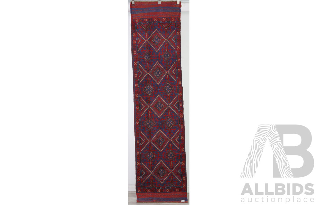 Hand Knotted Afghan Baluchi Wool Runner