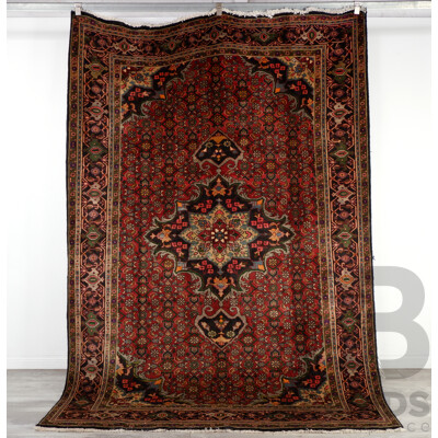 Large Hand Knotted Persian Enjelas Wool Main Carpet with Mina Khani Design