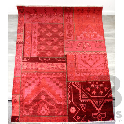 Large Hand Knotted Afghan Patchwork Overdyed Wool Main Carpet