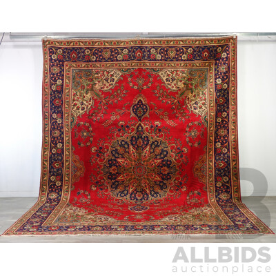 Very Large Hand Knotted Wool Persian Tabriz Main Carpet